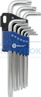 Набор ключей угловых удлиненных Tamper TORX КОБАЛЬТ 020405-09