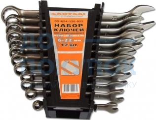 Набор комбинированных ключей SANTOOL 6-22 мм черный никель 12 предметов 031654-126-022