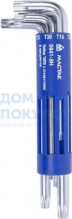 Набор Г-образных ключей TORX с отверстием Т10-Т50, 8шт МАСТАК 0641-8HB