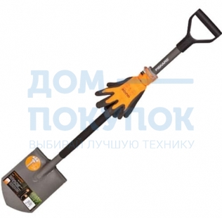 Садовая лопата штыковая Эргономик + перчатки Fiskars 1003460