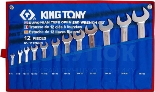 Набор рожковых ключей, 6-32 мм , чехол из теторона, 12 предметов KING TONY 1112MRN