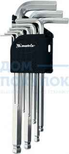 Набор имбусовых удлиненных ключей 1,5-10 мм MATRIX 11233