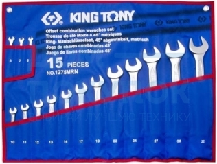 Набор комбинированных ключей в чехле из теторона (6-32 мм, 15 предметов) KING TONY 1215MRN02