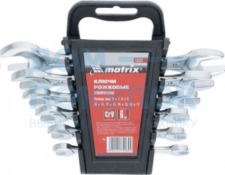 Набор рожковых ключей 6х17 мм, 6 шт., CrV, хромированные MATRIX 15231