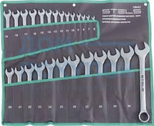 Набор комбинированных ключей 11841 мм 26 шт CrV, матовый хром STELS 15431