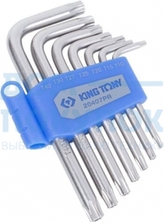 Набор Г-образных ключей TORX KING TONY T10-T40 с отверстием 7 предметов 20407PR