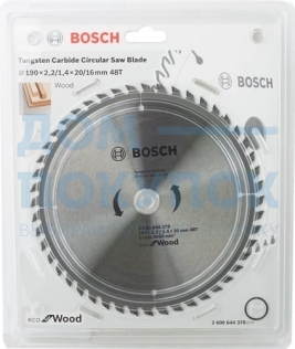 Пильный диск ECO WOOD (190x20 мм; 48T) Bosch 2608644378