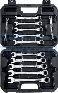 Набор комбинированных гаечных ключей трещоточных 12 шт, 8 - 19 мм, ЗУБР 27073-H12