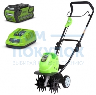 Культиватор аккумуляторный Greenworks G40TLK6, 40V, 27087UF