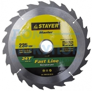 Диск пильный по дереву MASTER FAST-Line (235x30 мм; 24Т) STAYER 3680-235-30-24