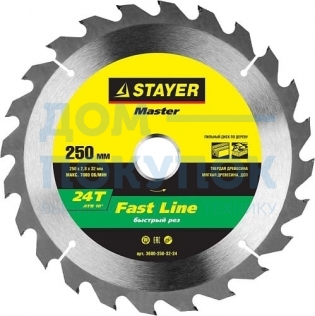 Диск пильный по дереву MASTER «FAST-Line» (250х32 мм; 24Т) для циркулярных пил Stayer 3680-250-32-24