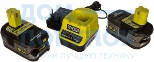 Набор Ryobi ONE+ RC18120-250 5133003364 аккумулятор 18 В; 5.0 А*ч; Li-Ion 2 шт. и зарядное устройство RC18120