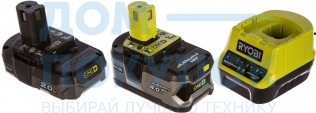 Набор Ryobi ONE+ RC18120-242 5133003365 аккумуляторы 18 В; 4.0 А*ч + 2.0 A*ч; Li-Ion и зарядное устройство RC18120