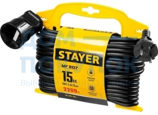 Удлинитель на рамке STAYER MF 207, 15 м, 2200 Вт, 1 гнездо 55014-15_z01