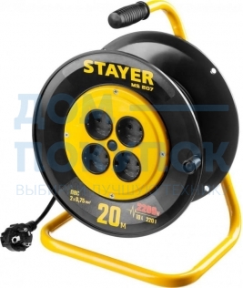 Удлинитель на катушке STAYER MS 207, 20 м, 2200 Вт, 4 гнезда 55073-20_z01