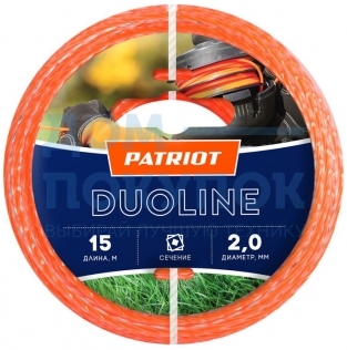 Леска Duoline (15 м; 2 мм; скрученный квадрат; двухцветная) PATRIOT 805401151