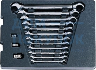 Набор трещоточных комбинированных ключей (ложемент, 15 предметов) KING TONY 9-10115MR