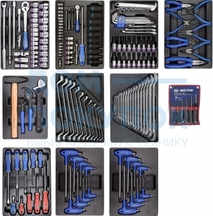 Набор инструментов для тележки (10 ложементов, 173 предмета) KING TONY 932-000MRD-MT