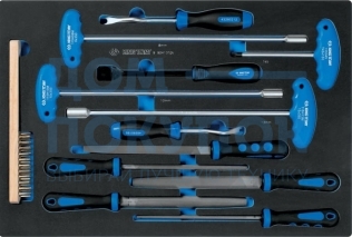 Набор напильников, торцевых отверток, съемников клипс и металлической щетки, ложемент, 13шт KING TONY 9-90413TQV