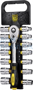 Набор торцевых 6-гранных головок SuperLock с трещоткой 1/2, 15шт Berger BG BG2035