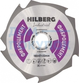 Диск пильный Hilberg Industrial Фиброцемент (190x30 мм; 5T) TRIO-DIAMOND HC190