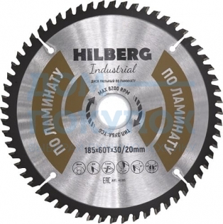 Диск пильный Hilberg Industrial Ламинат (185x30/20 мм; 60Т) TRIO-DIAMOND HL185