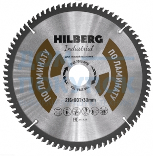 Диск пильный Hilberg Industrial Ламинат (216x30 мм; 80Т) TRIO-DIAMOND HL216