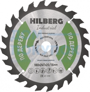 Диск пильный Hilberg Industrial Дерево (180x20/16 мм; 24Т) TRIO-DIAMOND HW180