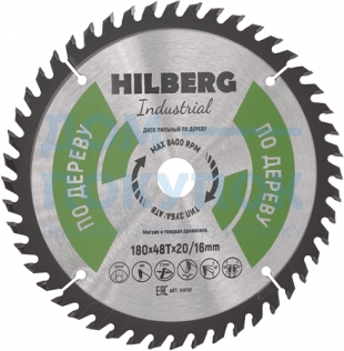 Диск пильный Hilberg Industrial Дерево (180x20/16 мм; 48Т) TRIO-DIAMOND HW181