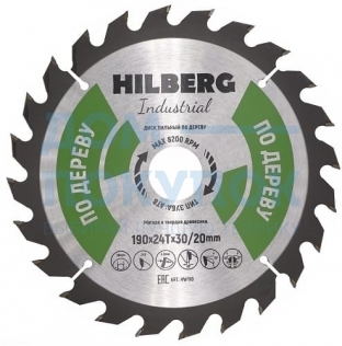 Диск пильный Hilberg Industrial Дерево (190x30/20 мм; 24Т) TRIO-DIAMOND HW190