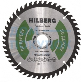 Диск пильный Hilberg Industrial Дерево (210x30 мм; 48Т) TRIO-DIAMOND HW211