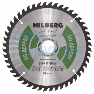 Диск пильный Hilberg Industrial Дерево (216x30 мм; 48Т) TRIO-DIAMOND HW217
