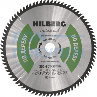 Диск пильный Hilberg Industrial Дерево (300x30 мм; 80Т) TRIO-DIAMOND HW302