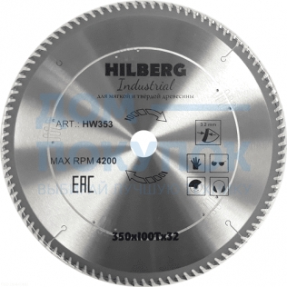 Диск пильный по дереву Hilberg Industrial (350х32 мм; 100Т) Trio-Diamond HW353