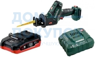 Аккумуляторная ножовка Metabo SSE 18 LTX Compact + 3.5 Ач LiHD + ЗУ ASC T0334