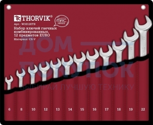 Набор ключей гаечных комбинированных серии ARC в сумке, 6-22 мм, 12 предметов EURO Thorvik W3S12ETB