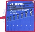 Набор комбинированных трещоточных ключей, 10-19 мм, чехол из теторона, 7 предметов KING TONY 12107MRN