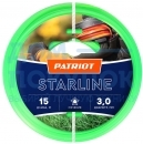 Леска Starline в блистере (15 м; 3.0 мм; звезда; зеленая) PATRIOT 805205013