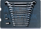 Набор трещоточных комбинированных ключей (ложемент, 15 предметов) KING TONY 9-10115MR